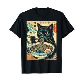 Japanese Cat Ramen Great Wave Vintage Art Food Men Women Kid T-Shirt