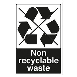 V Safety Non Recyclable Waste Recycling Sign - 200mm x 300mm - 1mm Rigid Plastic