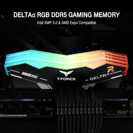 TEAMGROUP T-Force Delta Alpha RGB DDR5 Ram 32GB Kit (2x16GB) 6000MHz (PC5-48000) CL38 Intel XMP 3.0 & AMD Expo Compatible Desktop Memory Module Ram Black FF7D532G6000HC38JDC01