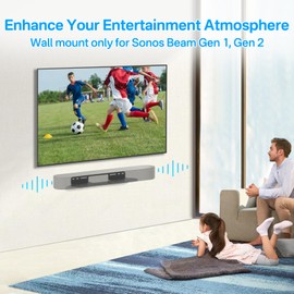 notiela Soundbar Mount for Sonos Beam Wall Mount Black - Heavy Duty Wall Bracket Mount for Sonos Beam Gen 1 & Gen 2 Mounting Bracket for Space Saving