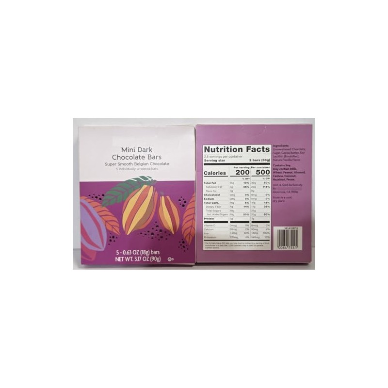 Trader Joe Mini Dark Chocolate Bars Super Smooth Belgian Chocolate