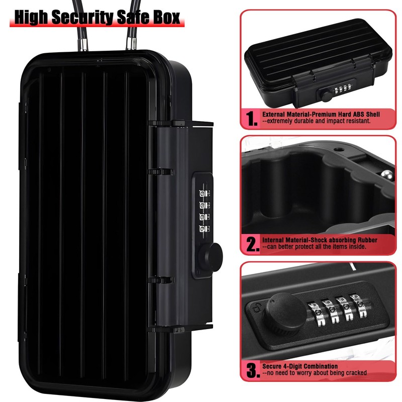 Large Security Lock Box,Outdoor Waterproof Shockproof 4-Digit Combination Key Safe