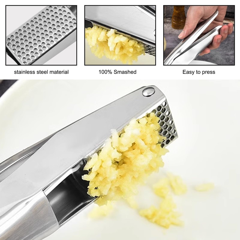 GisWell Stainless Steel Garlic Press - Rustproof, Dishwasher Safe, No