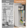 Pull Out Broom Holder With Adjustable Double Row Sliding Hook,