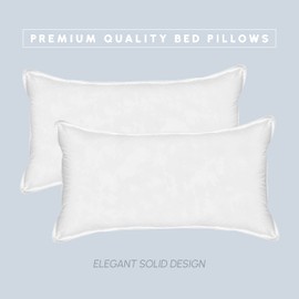 Elegant Comfort 100% Cotton Shell Solid Hotel Pillows, Super Plush Bed Pillows for Side Back & Stomach Sleepers, Cooling Gel-Infused Filling, 2-PACK Standard/Queen Pillow Set , White