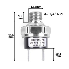 CNWZYMX 150-175 PSI Air Pressure Switch 1/4 NPT Thread for Train Horn Valve Air Compressor Suspension Tank Mount Automatic Control DC 12V 24V Silver 2PCS