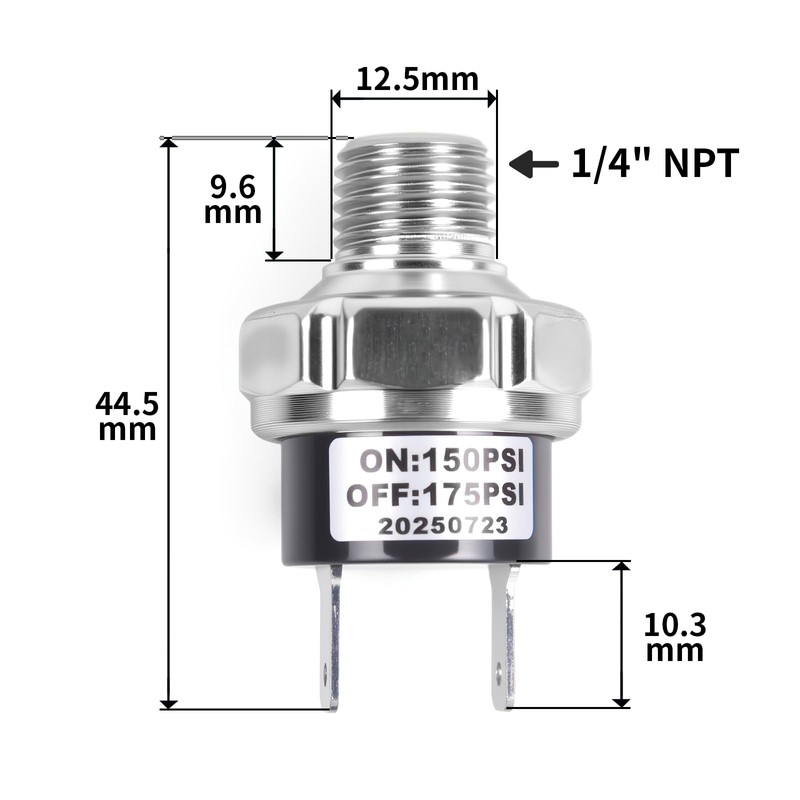 CNWZYMX 150-175 PSI Air Pressure Switch 1/4 NPT Thread for