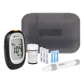 Kit Glucómetro 310 Vitalcare Con 50 Tiras + 100 Lancetas Color Negro