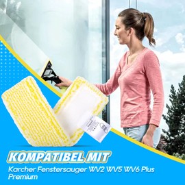 KEEPOW 4 Stück Mikrofaser Wischbezug für Kärcher Fenstersauger Zubehör WV2 WV5 WV6 Plus, Ersatzteile für Kärcher Fensterreiniger Tücher Wischmopppad, Gelb Indoor 2.633-130.0