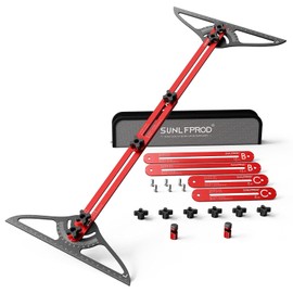 Stair Tread Template Tool - Dual Solid Nut Locking Stair Tread Tool Jig, Stair Measuring Tool Jig, Stair Step Scribe Tool, Stair Template, Stair Gauge Tool (Red-Gray)