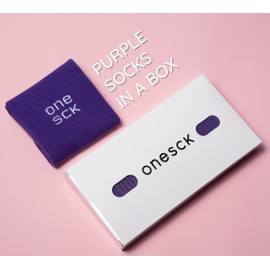 ONESCK Super Soft Cotton Dress Socks Vibrant Plain Colours for Men (Purple, 7-12)