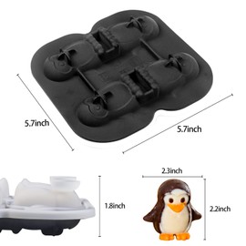 Penguin Ice Cube Mold, Fun Shapes Ice Cube Tray, Make 4 Cute Penguin Ice Balls for Drinks Cocktails Iced Coffee, Silicone Ice Mold Chocolate Mold with Funnel-type Lid, Black