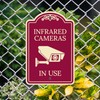 Infrared Cameras in Use Décor Sign, Burgundy Dark, 12x18 Inches,