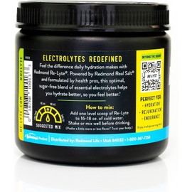 REDMOND RE-LYTE, Electrolitos Naturales con Real-Salt, Hidratación Clean sin Calorías ni Azúcares, 60 Porciones, Sabor Lemon Lime