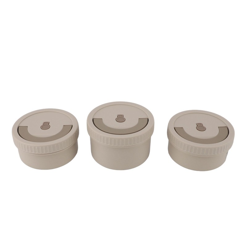 Insulated Food Container Beige 316 Stainless Steel Round Sealed Leak