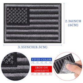 WILLBOND 24 Pcs American USA Flag Patch Iron Patch Patriotic Embroidery Sew on Flag Patch for Cloth Military Uniform Emblem Tactical Vest Jacket Hat Backpack, 2.4 x 3.3 Inch(Gray)