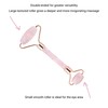Rose quartz face roller with rose gold metal, featuring a