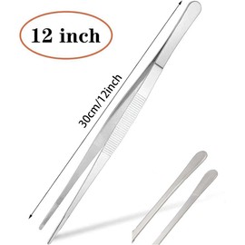 2Pcs 12" Kitchen Tweezers Tongs, Cooking Tweezers, Chef Tweezers Tongs for Cooking, Long Handle Food Tweezers for Plating & BBQ, Stainless Steel Culinary Tweezers(30cm)