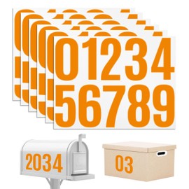 6 Sheets Mailbox Numbers Stickers 60 Pieces 4 Inch Waterproof Viny Self Adhesive House Number Decals Anti Fading Number Signs for Signs Cars Home Doors Business Address Number Residence (Yellow)