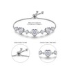 Silver Adjustable Cubic Zirconia Heart Bracelet for Women, Dainty Stackable