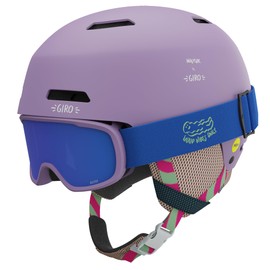 Giro Crue MIPS Combo Pack Kids Ski Helmet - Snowboarding Helmet with Matching Goggles for Youth, Boys & Girls - Lavender Namuk Dark Rose - S (52-55.5cm)