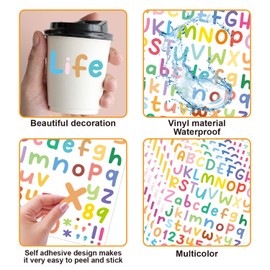 AVERZELLA 1 Inch Small Letter Stickers Colorful - 26 Sheets (2106 Pcs) Vinyl Alphabet Stickers, Multi Colors, Waterproof, Peel & Stick Decals for Scrapbooking, Water Bottles, DIY Crafts