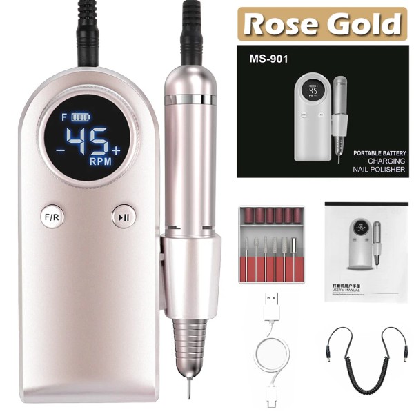 Unbranded Nail Drill Machine 45000RPM Rechargeable Electric Portable Manicure Pedicure