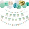 Easy Joy Mint Birthday Decoration, Happy Birthday Garland, Green Gold