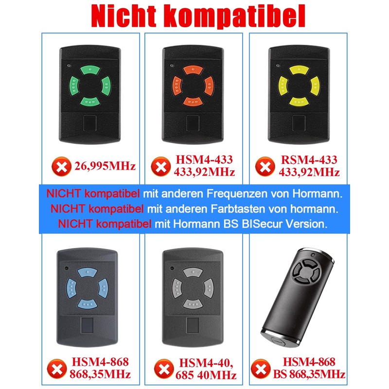 Selridasia 26.975 MHz Garage Door Remote Control Replacement for Hörmann