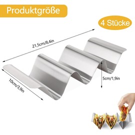 Taco Holder Stand Set, 4 Pcs Stainless Steel Taco Holder, Taco Tray Holder Hot Dog Holders, Wave Shaped Taco Holder with Handle, Dishwasher Safe, for Mexican Tacos, Sandwiches, Sausages