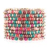 RIAH FASHION Bohemian Multi-Layer Beaded Pendant Statement Stretch Strand Bracelet