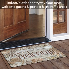 Counterart Shell Welcome Indoor/Outdoor Floor Entryway Mat Manufactured in The USA Low Profile, Protective Non-Skid Rubber Backing, Easy to Clean 29.5" by 17.75"
