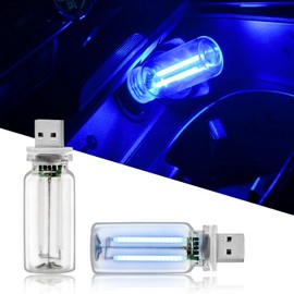 GSOWO 2PCS USB Lights for Car, Touch Adjustment Lights, Plug in USB Vehicle Interior Ambient Light, Mini LED Retro Bulb Glass Bottle Night Light for Camping, Holiday Decoration, Party, Bedroom (Blue)