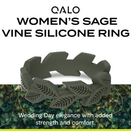 QALO Silicone Ring for Women, Sage Vine (Size 04) - Breathable & Durable Silicone Wedding Bands - Comfort Fit Silicone Wedding Rings - Rubber Engagement Rings for Her