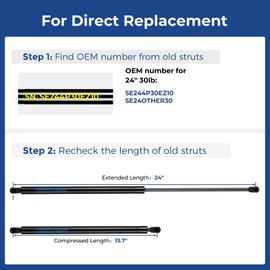 ARANA SE244P30EZ10 Gas Struts 24 inch, 24 inch 30LB/134N Gas Shock, SE24OTHER30 24" 30Lb Gas Struts for Heavy Duty Lid Camper Bed Truck Bed Cover Trap Door Floor Hatch(Fit 24-33lbs Lid), 2Pcs