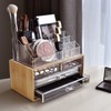 Neuxi Bamboo Makeup Organizer with 4 Acrylic Storages