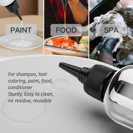 Tekson - Botellas aplicadoras de color de cabello, paquete de 5 botellas recargables, botellas de plástico vacías con tapa superior (3.4 onzas, transparentes)