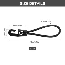 Tensioning Elastic Straps with Hooks, Pack of 20 Expander with Hooks, Multifunctional Tarpaulin Tensioner, 10 cm, Rubber Tensioner with Hooks, Short for Tarpaulins, Tents, N