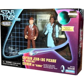CAPTAIN JEAN-LUC PICARD as "DIXON HILL" and GUINAN as "GLORIA" as seen in Star Trek: The Next Generation Holodeck Series from the Episode "Clues"