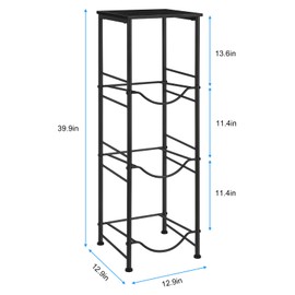 OYEAL Water Jug Holder Stand 5 Gallon Water Bottle Holder Organizer With Shelf, Heavy Duty 3 Tier Water Bottle Storage Rack for Kitchen, Office, Living Room, Black