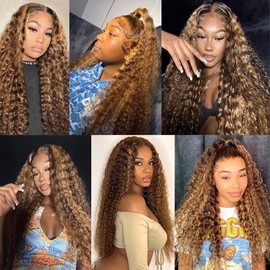 Biliisyff P4/27 Loose Highlight Deep Wave Human Hair Ombre Brown Deep Wave Bundles Double Weft Wet and Wavy Bundles Silky and Soft Bundles Hair Weave Extensions 22 24 26 Inch