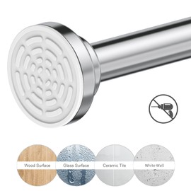 Ausemku Shower Curtain Rod Tension - 26-76 Inch Never Rust Non-Slip Spring Tension Curtain Rod No Drilling Stainless Steel Curtain Rod Use Bathroom Kitchen（Silver）