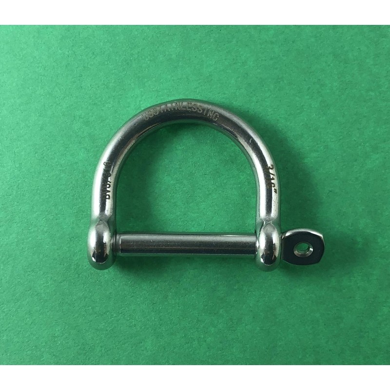 US STAINLESS Stainless Steel 316 Wide D Shackle 3/16" (5mm)