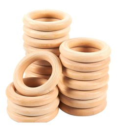 HIGHROCK Wooden Rings, 20 PCS Unfinished Natural Solid Wooden Loops for DIY Crafts, Wood Circles for DIY Craft(Outer Diameter 50mm)