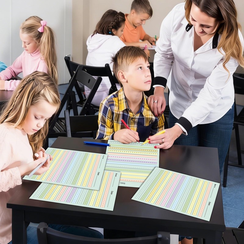 OBUSATT 100 Sheets Multi-Color Raised Line Paper Kindergarten Practice Tactile