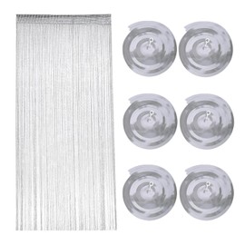 FFDHWU 1 Piece Of Silver Door Curtain And 6 Pieces Of Spiral Pendants, Door Chain Curtain, Tassel Door Curtain, Party Decorations, Party Scene Decoration