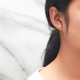 Philip Jones Gold Plated Square Earrings Created with Zircondia® Crystals