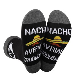 PLITI Groomsmen Socks Funny Groomsman Proposal Gift Nacho Average Groomsman Bachelor Party Novelty Socks Groom To Be Gift (UK, Alpha, One Size, 13, Regular, Regular, Groomsman SocksU)