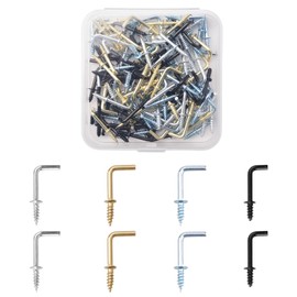UFURMATE Carbon Steel 120pcs 1/2" L Shaped Hooks, Mixed Colors, 4 Colors, Wall Mounted, Minimalist, Indoor/Outdoor Hanging Hooks