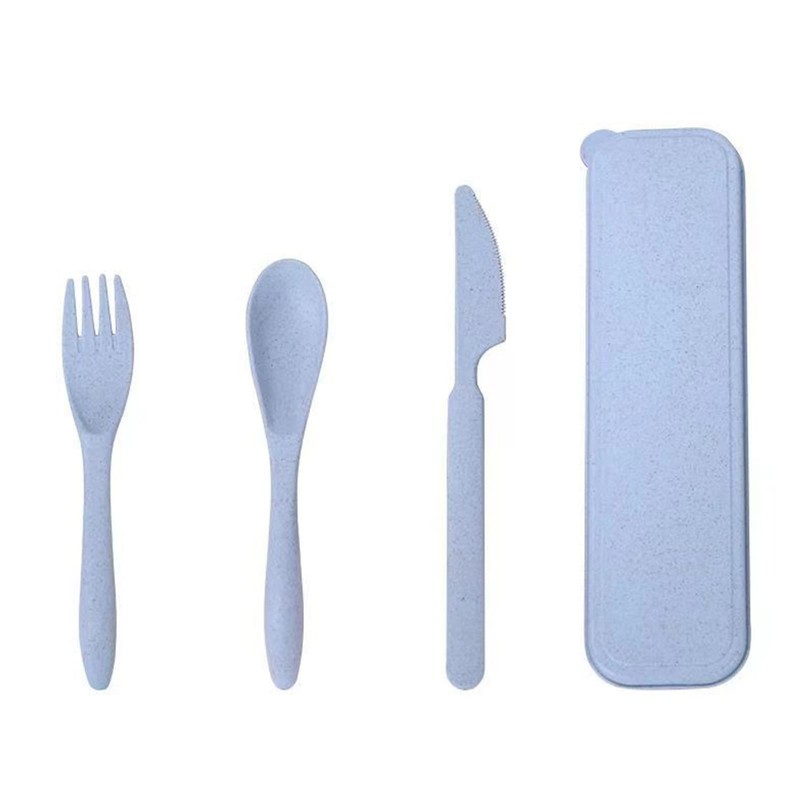 Juego de Utensilios de Viaje, Cubiertos de Paja de Trigo,